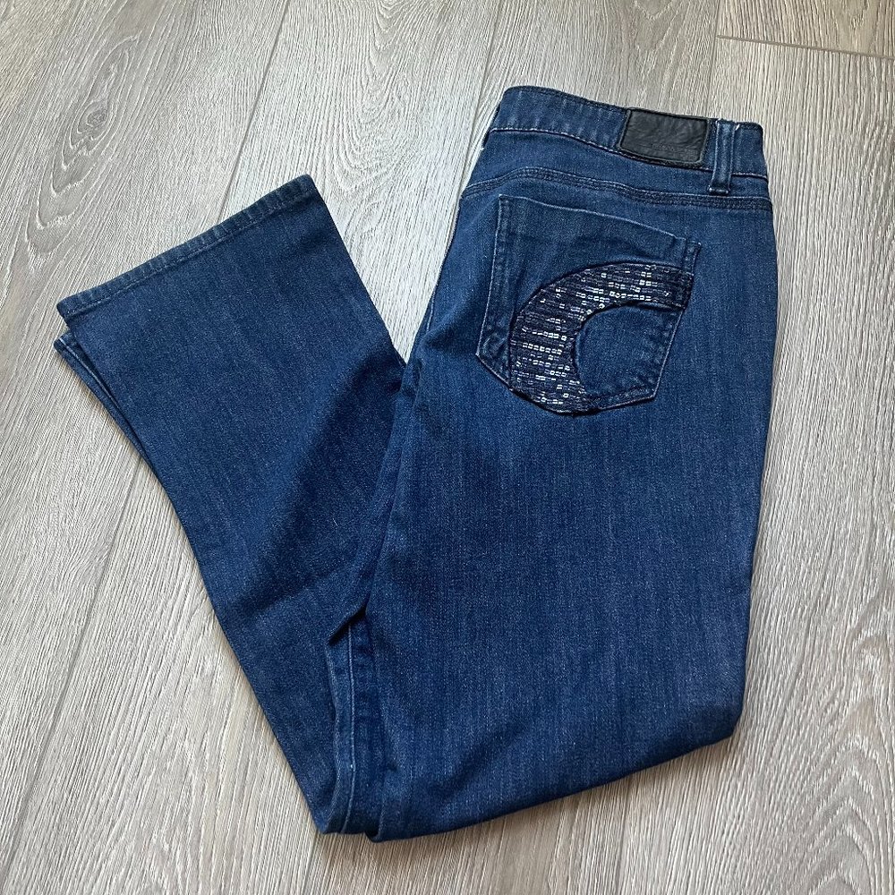 DKNY East Side Blue Jeans Sequins Back Pocket Size 12P